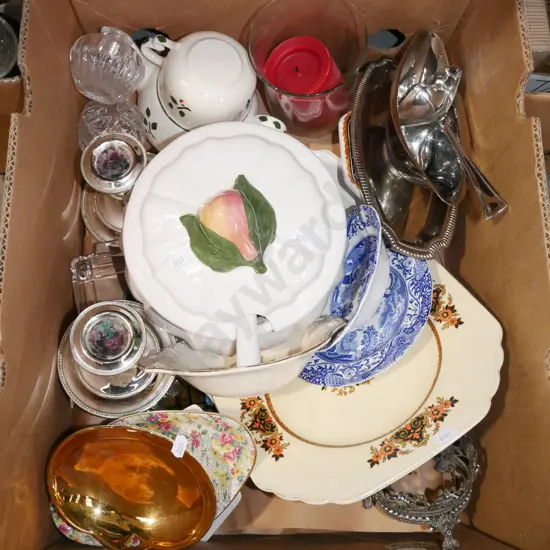 box; soup tureen, plated ware etc