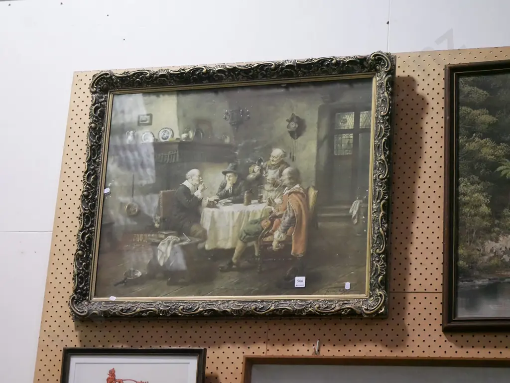 gilt framed print - people around table Image 1++