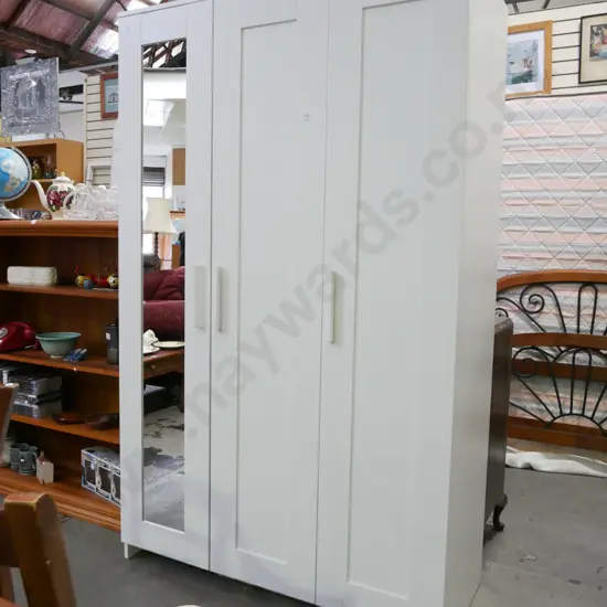 Ikea 3 door wardrobe - 1 door has mirror with adjustable internal shelves H-1910 W-1170 D-500