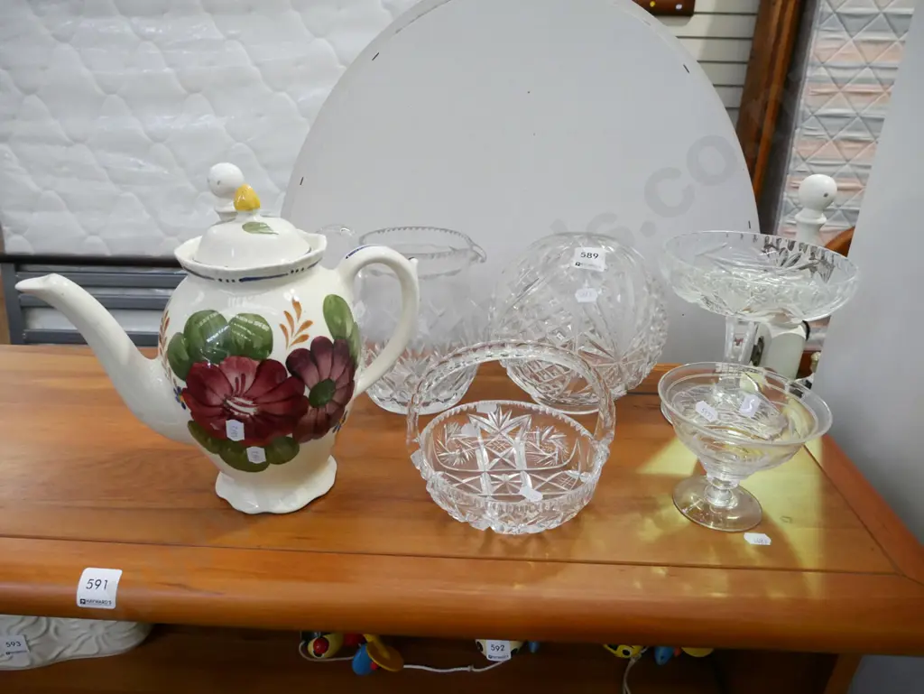 cut crystal comport, basket, jug, Belle Fiore coffee pot Image 1++