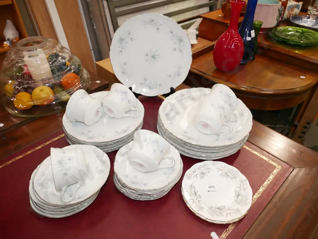 Royal Albert Silver Maple dinner items; plates, saucers - some cracks and chips Image 1++