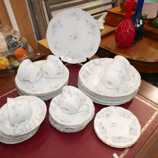 Royal Albert Silver Maple dinner items; plates, saucers - some cracks and chips