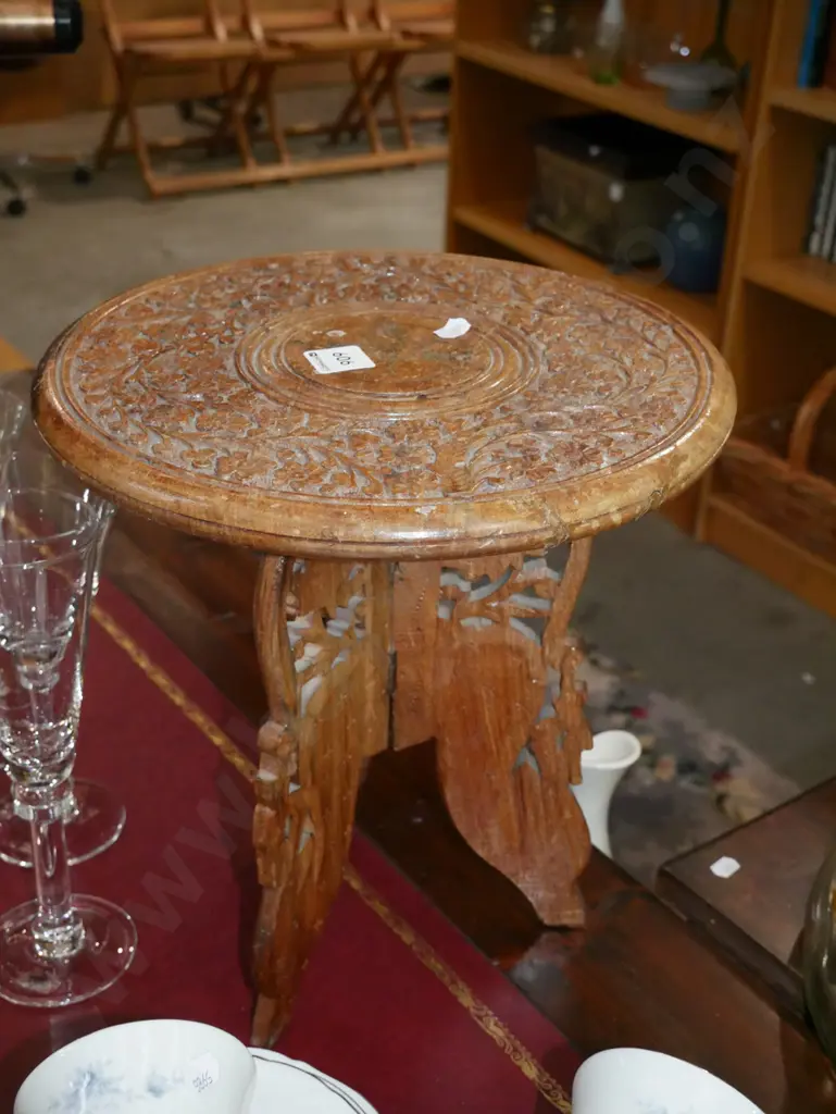 small chip carved foldaway  table H-340  Image 1++