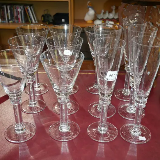 assorted champagne flutes, wine glasses