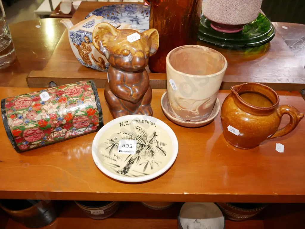 ceramic koala, trinket box, studio pottery dish, jug, Te Rona planter Image 1++