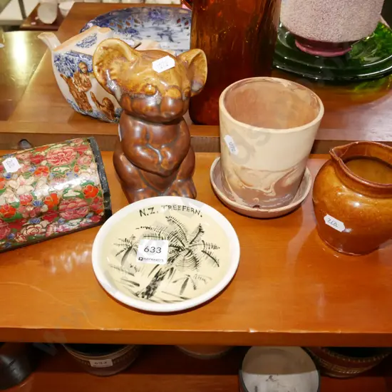 ceramic koala, trinket box, studio pottery dish, jug, Te Rona planter