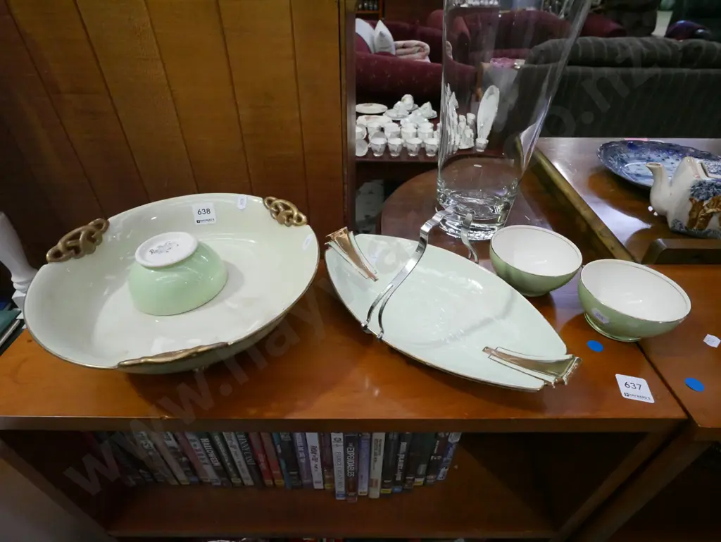 Carlton footed bowls - stains and crazing, dish, 3x small Royal Winton bowls Image 1++