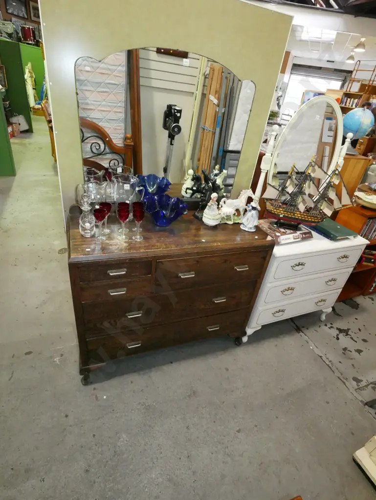 oak 5 drawer mirrorback dresser H-1680 W-1050 D-430 Image 1++