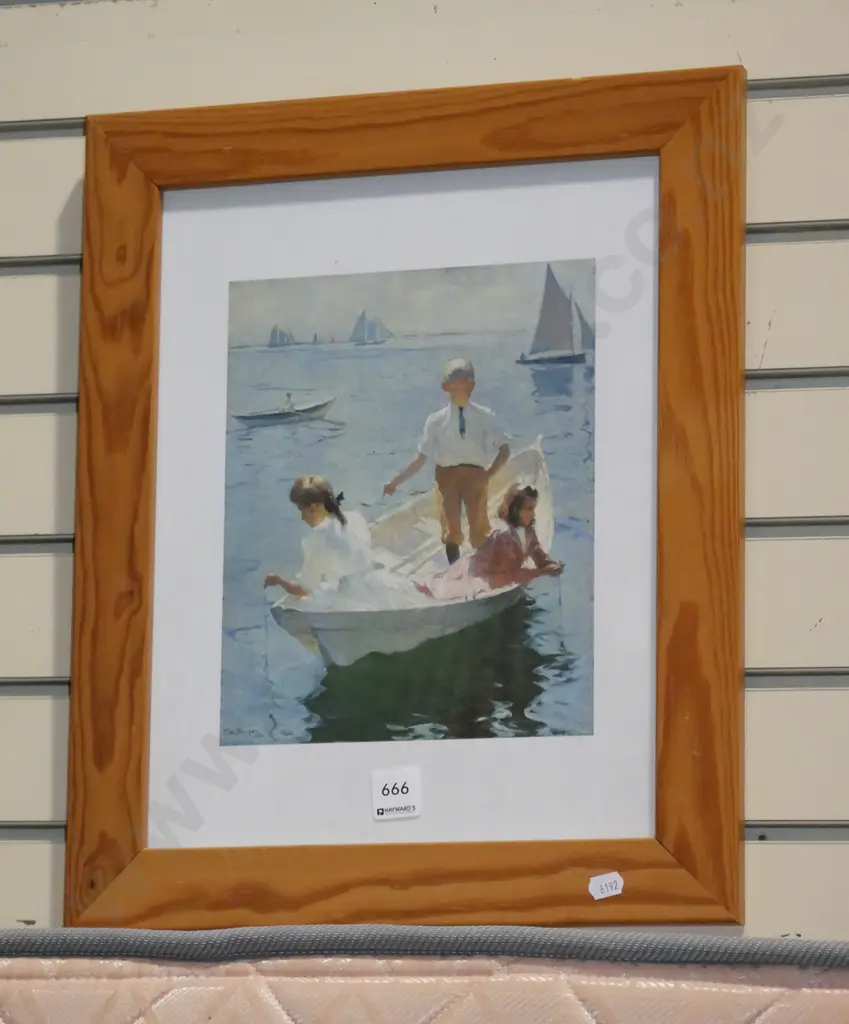 framed print - children fishing in boat Image 1++