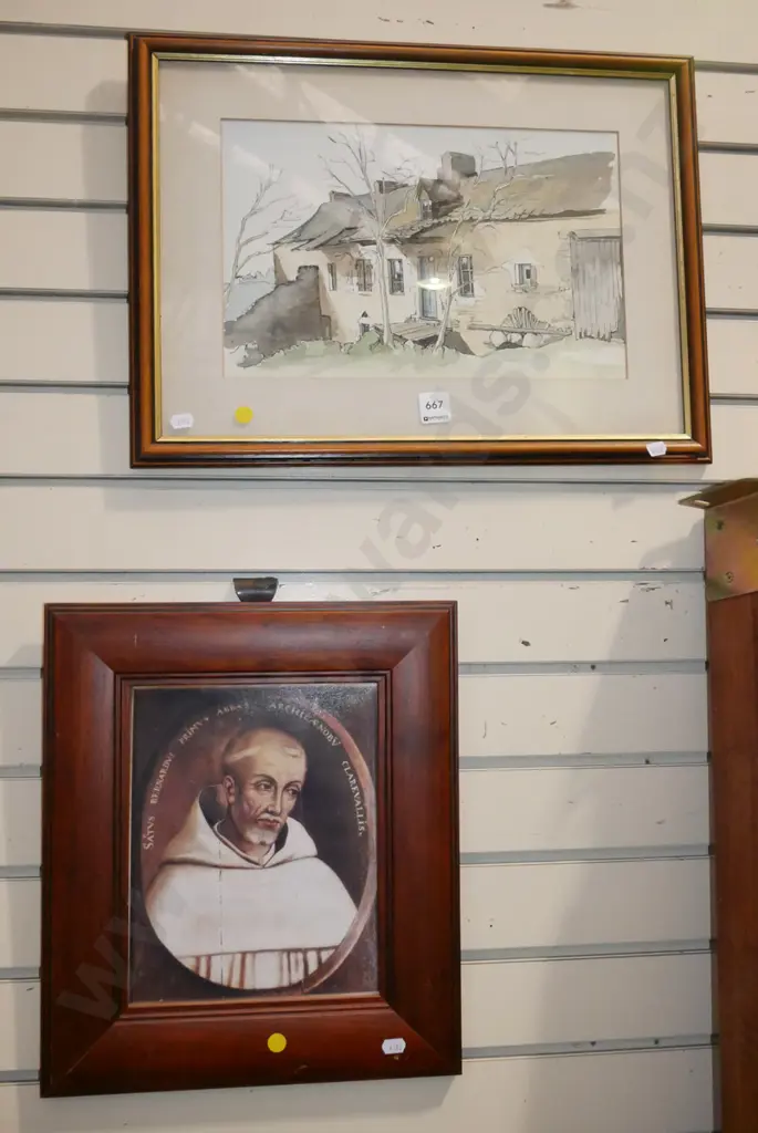 framed watercolour, framed St Bernard print Image 1++