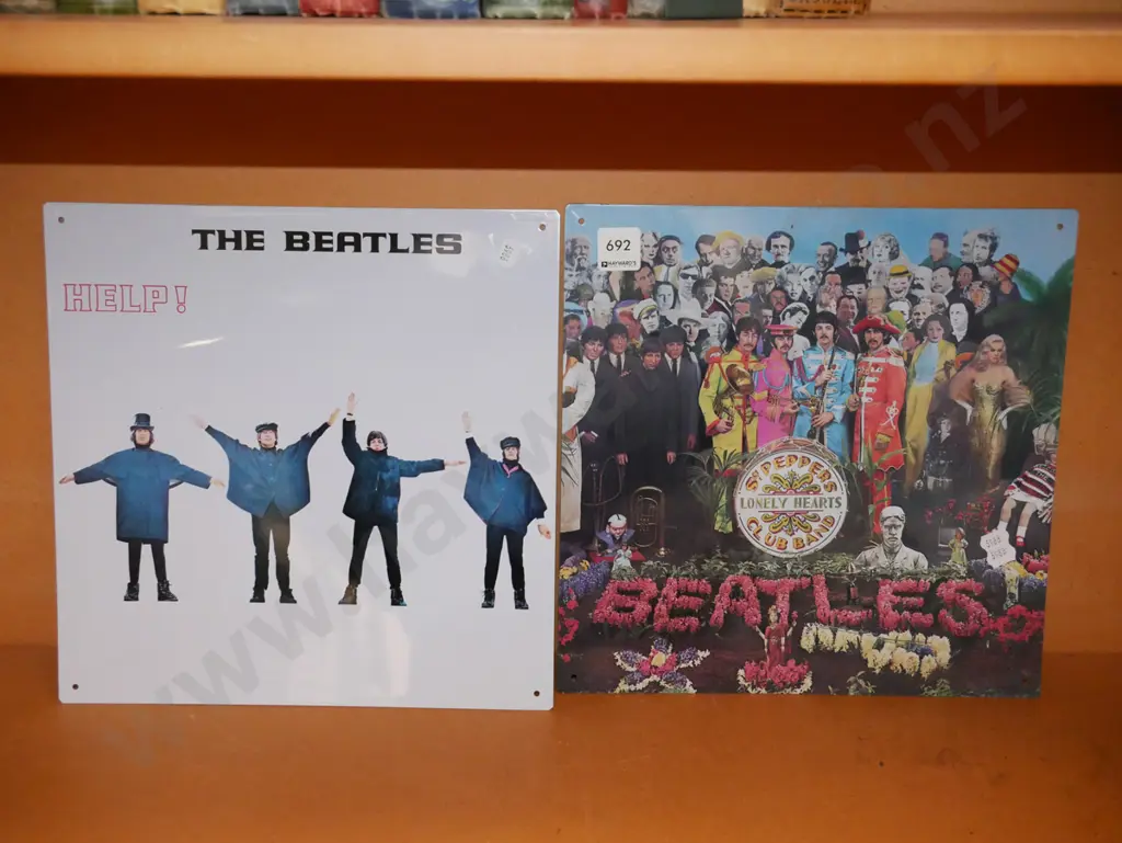 2 Beatles record cover prints on tin Image 1++