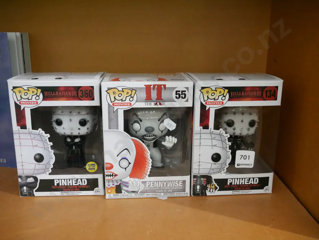 3x Pop Movie Figurines - Pennywise, 2x Pin Head Image 1++