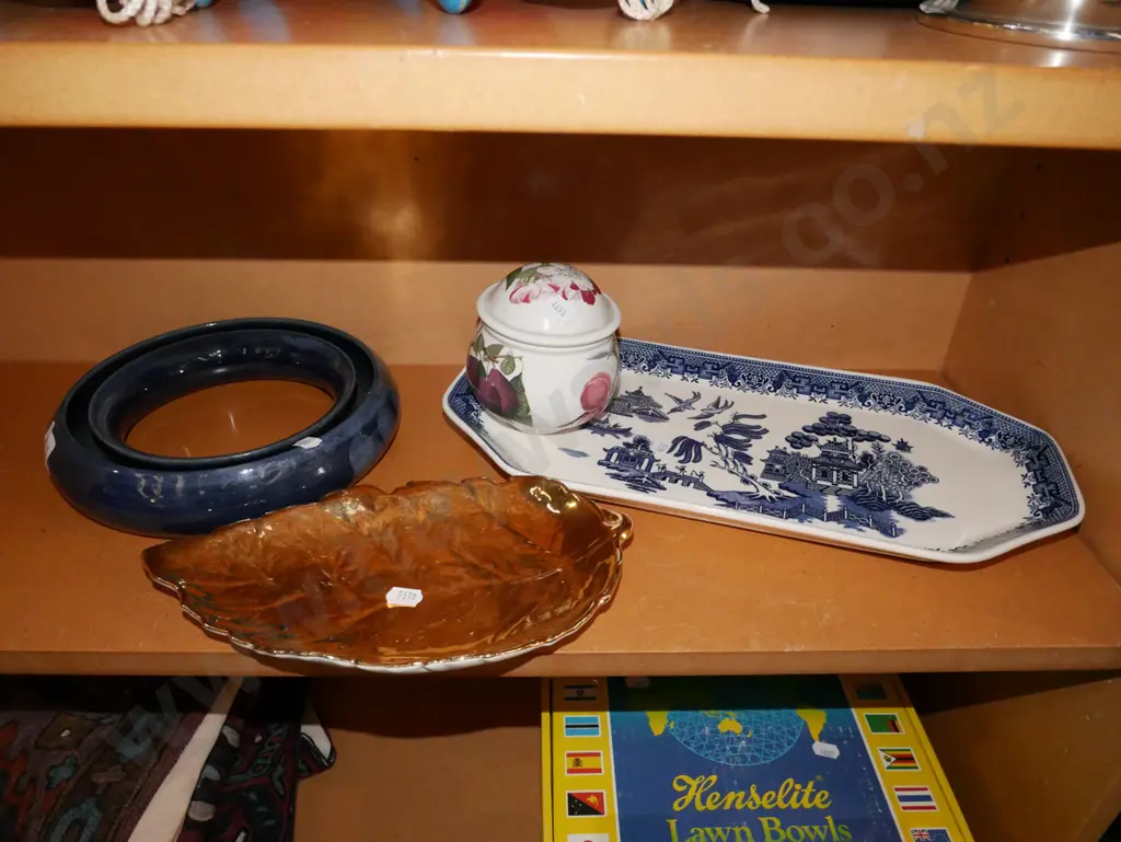 Portmeirion canister, trough vase, willow plate etc Image 1++