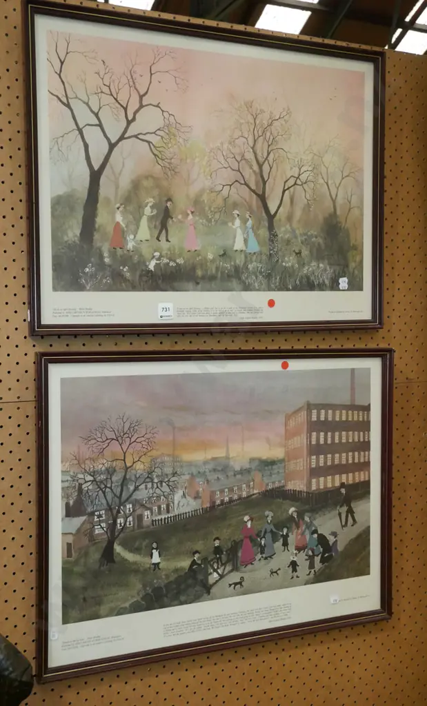 2x framed Helen Bradley prints- red dots Image 1++