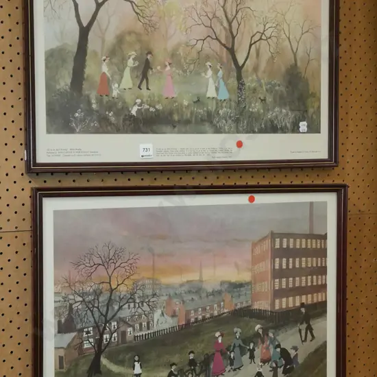 2x framed Helen Bradley prints- red dots