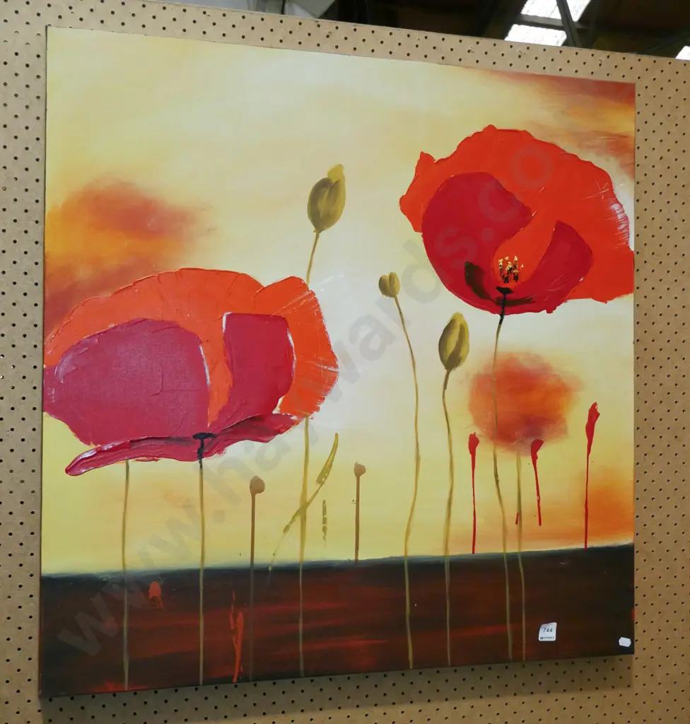 boxed mixed media on canvas - poppies Image 1++