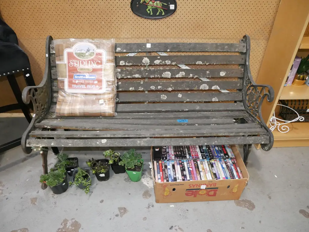 cast iron ended garden bench seat - needs attention Image 1++