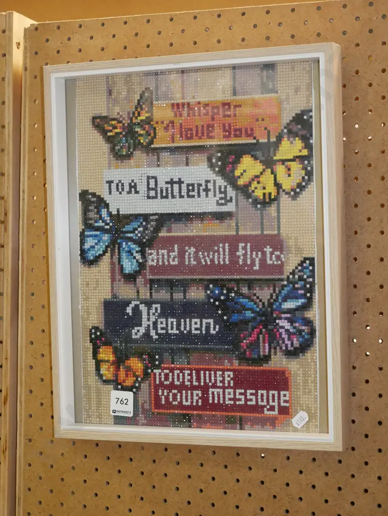 framed bead art - butterflies and motto Image 1++