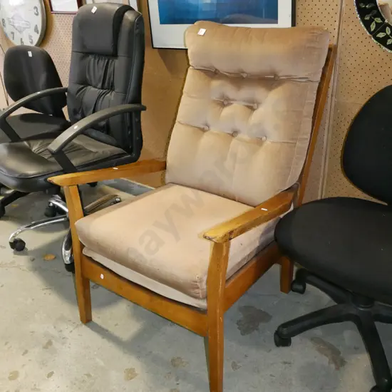 mahogany mid-century armchair - fabric need attention