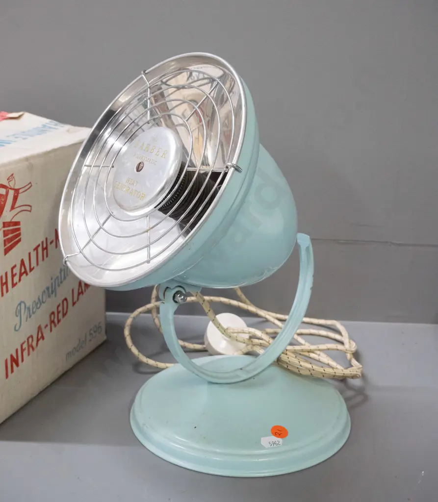 retro English Barber Polykymatic "Healthmaster" Model 596 infrared lamp with box. H-210 D-195 Image 1++