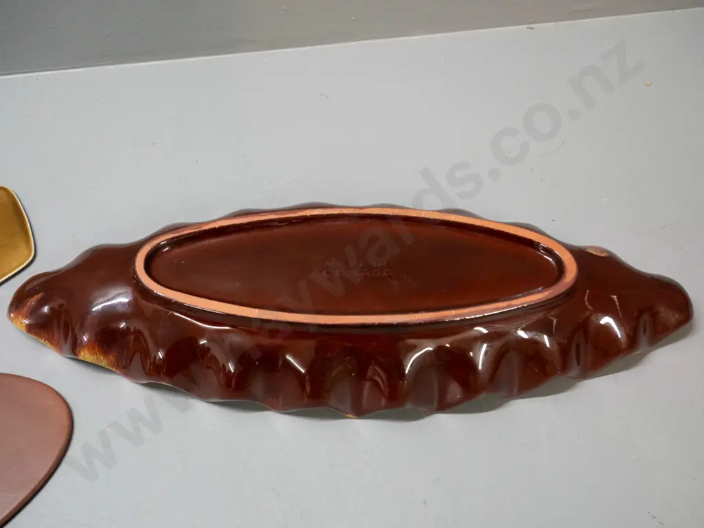 3 retro narrow dishes - 2 Carlton Ware and one (Blue Mountain?) marked Made in Canada L-400 Image 1++