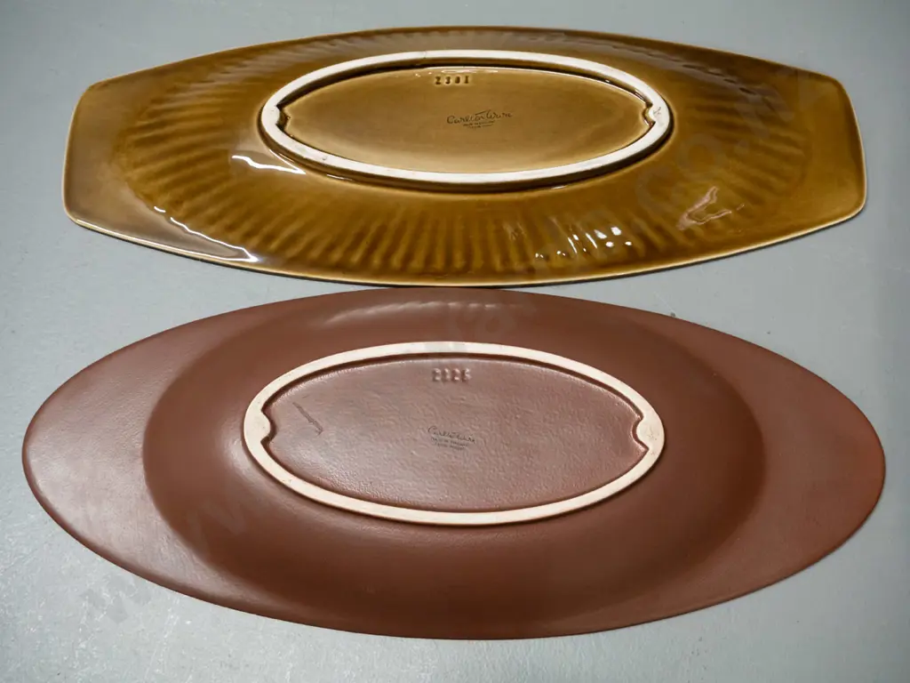 3 retro narrow dishes - 2 Carlton Ware and one (Blue Mountain?) marked Made in Canada L-400 Image 1++
