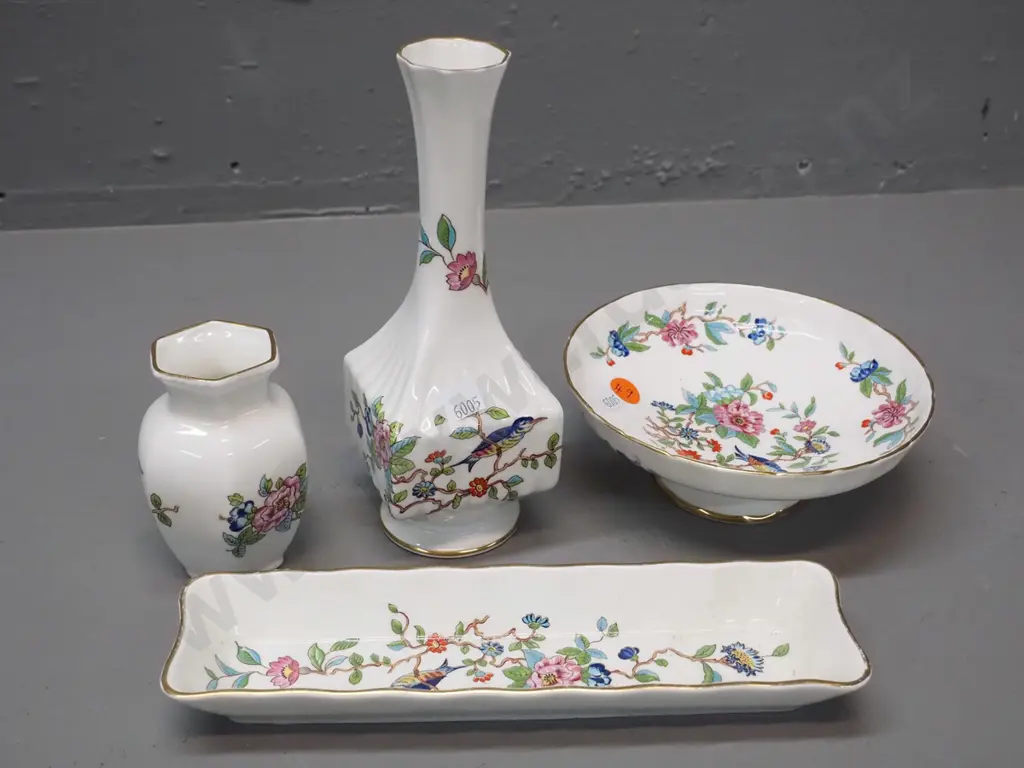 4 pieces Aynsley "Pembroke" - small comport, mint dish and 2 vases, taller is H-180 Image 1++