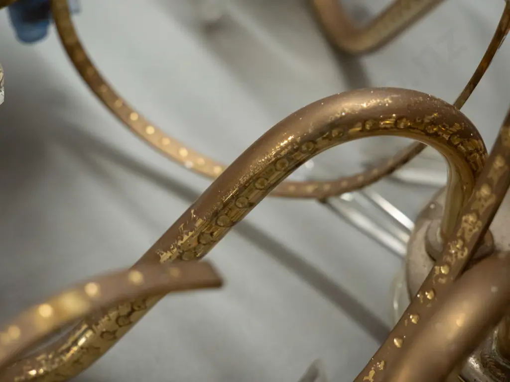 Handmade 6-light brass and crystal chandelier, made in Prague circa 1990,l with some spare Image 1++