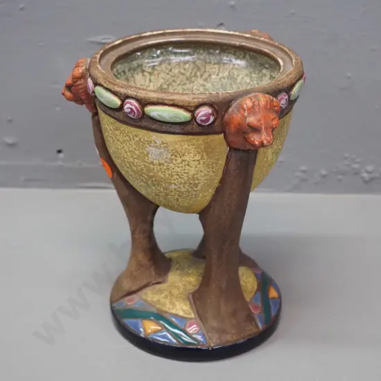 Imperial Amphora open-base urn with lion's head details, stamped 5203-18. H-170 D-130