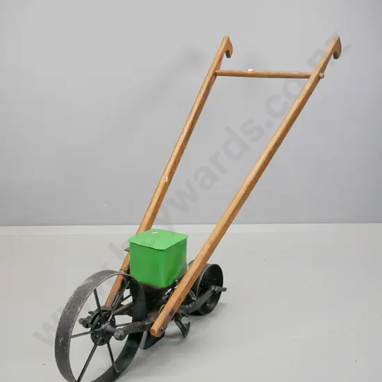 vintage american Planet Jr. No. 4 seed spreader, w/ elm wooden handles, has been restored H960 L1300