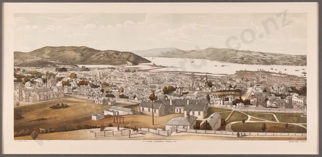 framed vintage print - Dunedin H-165 W-370 Image 1++