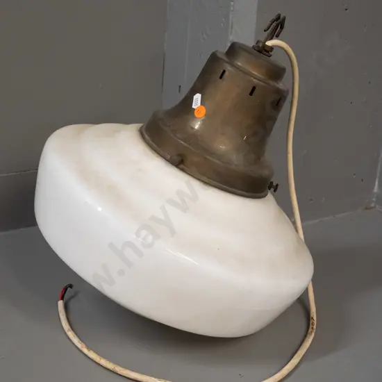 deco large milk glass ceiling light fitting with brass journal H-340 D-340