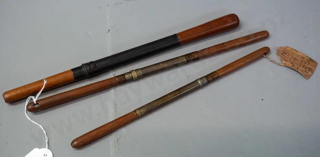 vintage timber and brass shop / manufacturing 2-part fly rod ferrule samples from McCarthy's Dunedin - longest is L-310 Image 1++