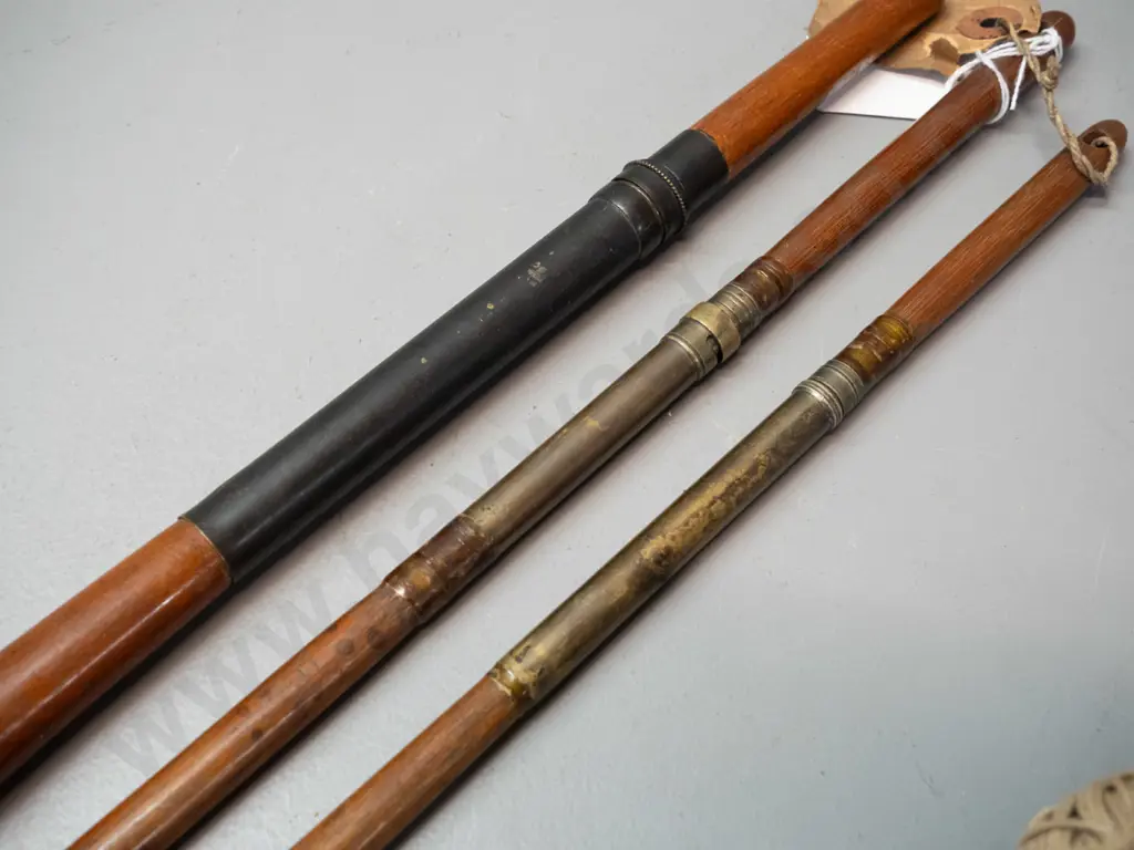 vintage timber and brass shop / manufacturing 2-part fly rod ferrule samples from McCarthy's Dunedin - longest is L-310 Image 1++