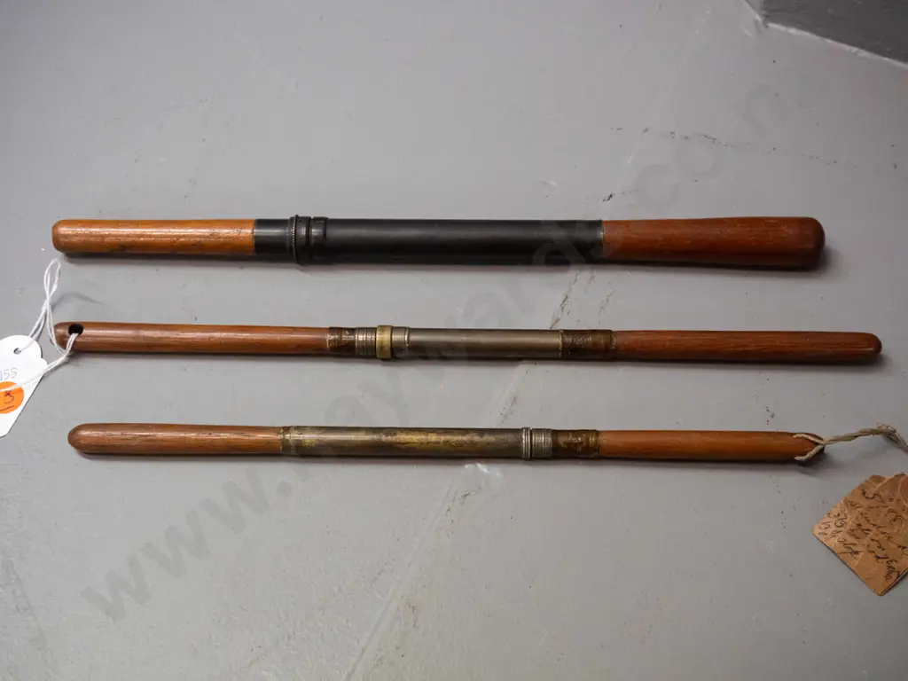 vintage timber and brass shop / manufacturing 2-part fly rod ferrule samples from McCarthy's Dunedin - longest is L-310 Image 1++