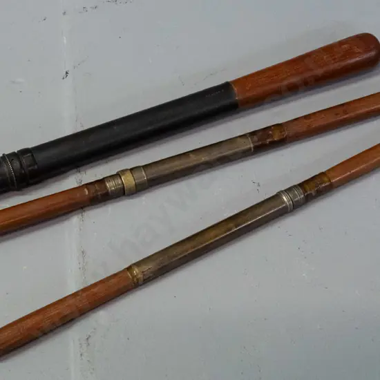 vintage timber and brass shop / manufacturing 2-part fly rod ferrule samples from McCarthy's Dunedin - longest is L-310
