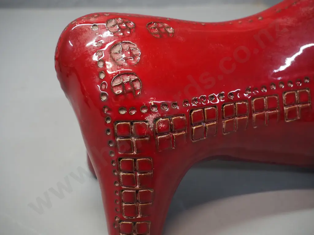 retro Italian Bitossi red ceramic bull figure - some glaze fretting / scratches. H-160 L-310 Image 1++
