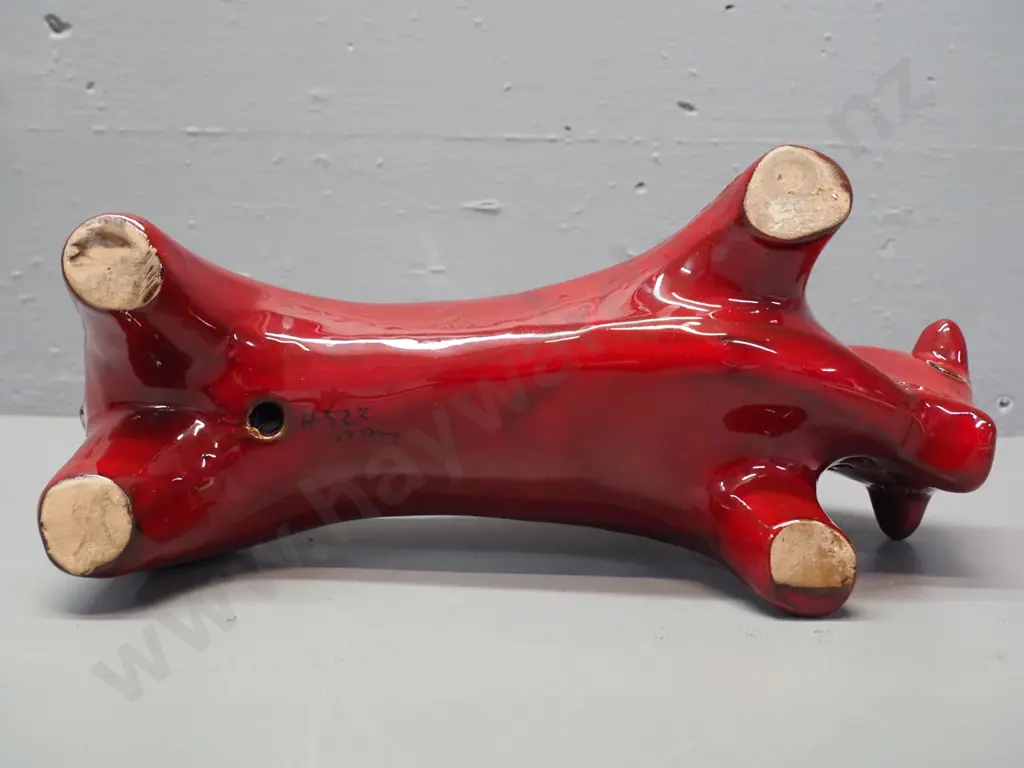 retro Italian Bitossi red ceramic bull figure - some glaze fretting / scratches. H-160 L-310 Image 1++