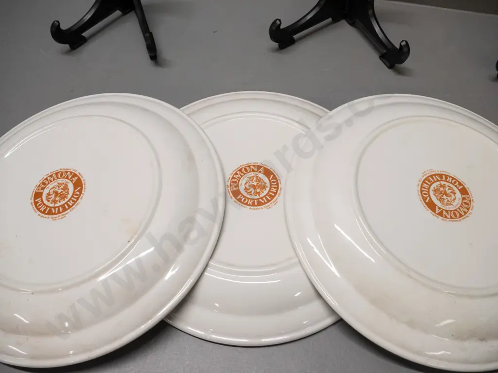 3 Portmeirion fruit motif cabinet plates - needs thorough cleaning D-265 Image 1++