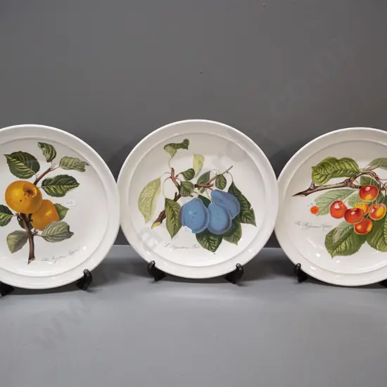 3 Portmeirion fruit motif cabinet plates - needs thorough cleaning D-265