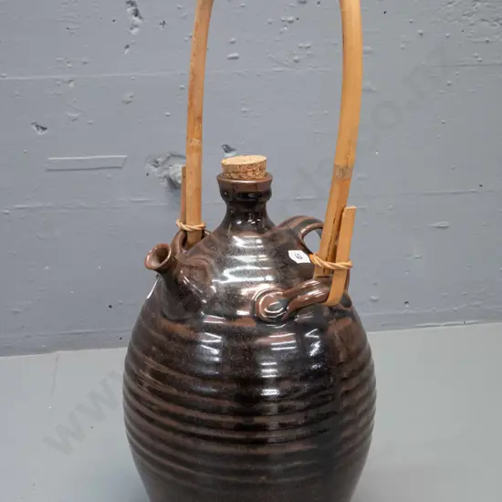 "Waimea Pottery jug with small handle & top cane top handle - Jug H-290, with Handle up H-440