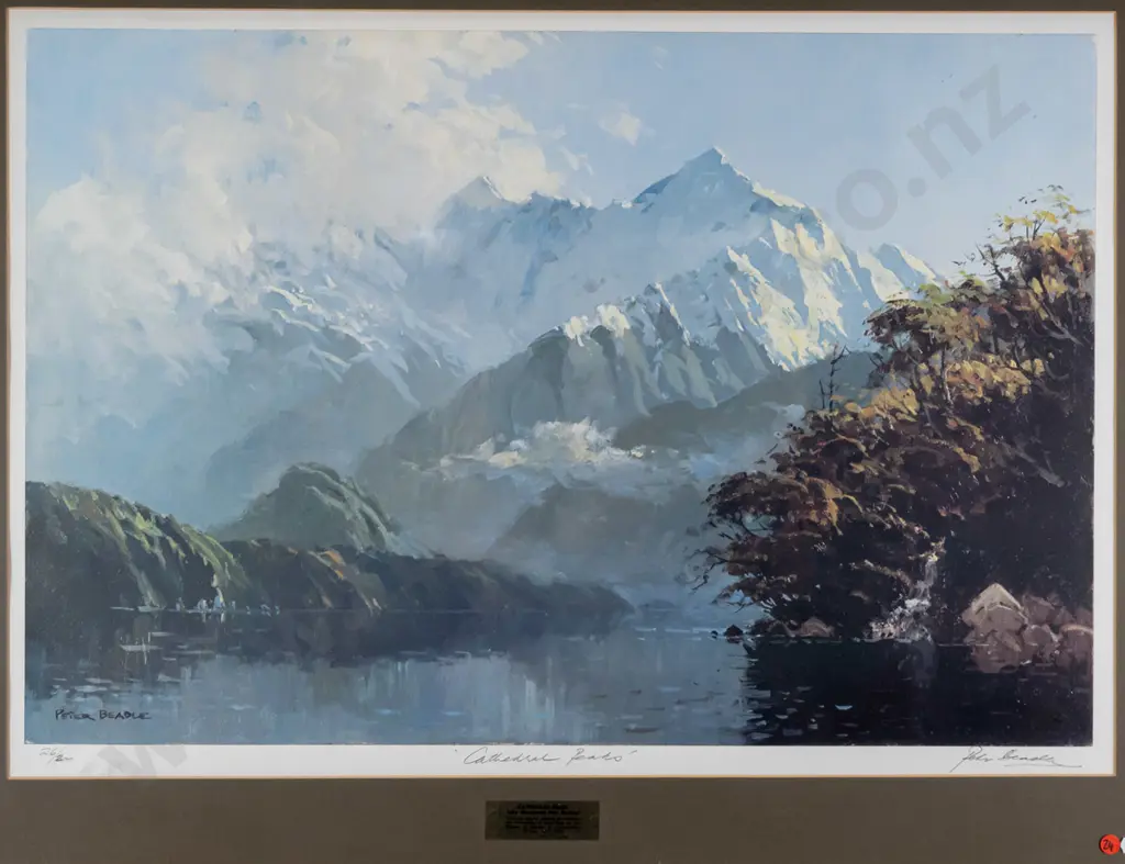 framed signed Peter Beadle ltd edition print 26/200 "Cathedral Peaks" H-500 W-750 Image 1++
