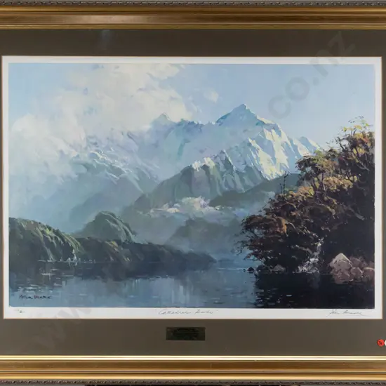 framed signed Peter Beadle ltd edition print 26/200 "Cathedral Peaks" H-500 W-750