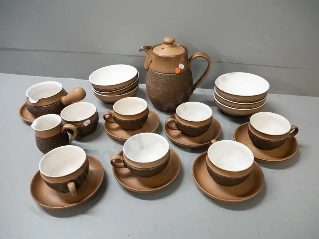 Denby coffee and tableware - including coffee pot cream & sugar, 6 cups & saucers, 6 bowls, ramekin - some cups and Image 1++