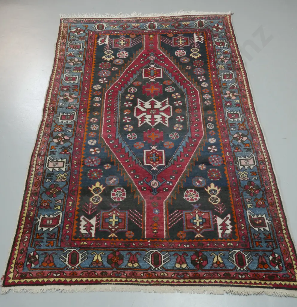 Persian hand knotted wool floor rug - intricate multi coloured pattern L-2080 W-1300 Image 1++