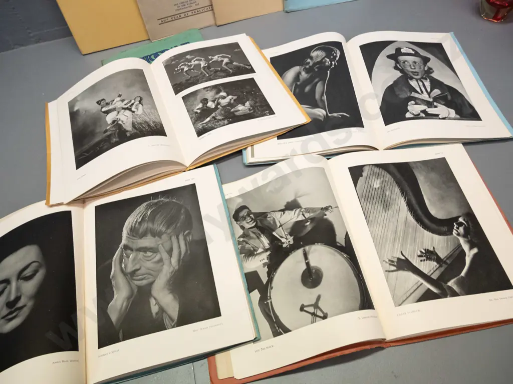 9 vintage issues of "Photograms of the Year" pub. Iliffe & Sons, London - years 1936, 38, 1940 thru 45, and 1954. Image 1++