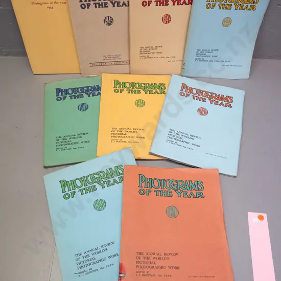 9 vintage issues of "Photograms of the Year" pub. Iliffe & Sons, London - years 1936, 38, 1940 thru 45, and 1954.