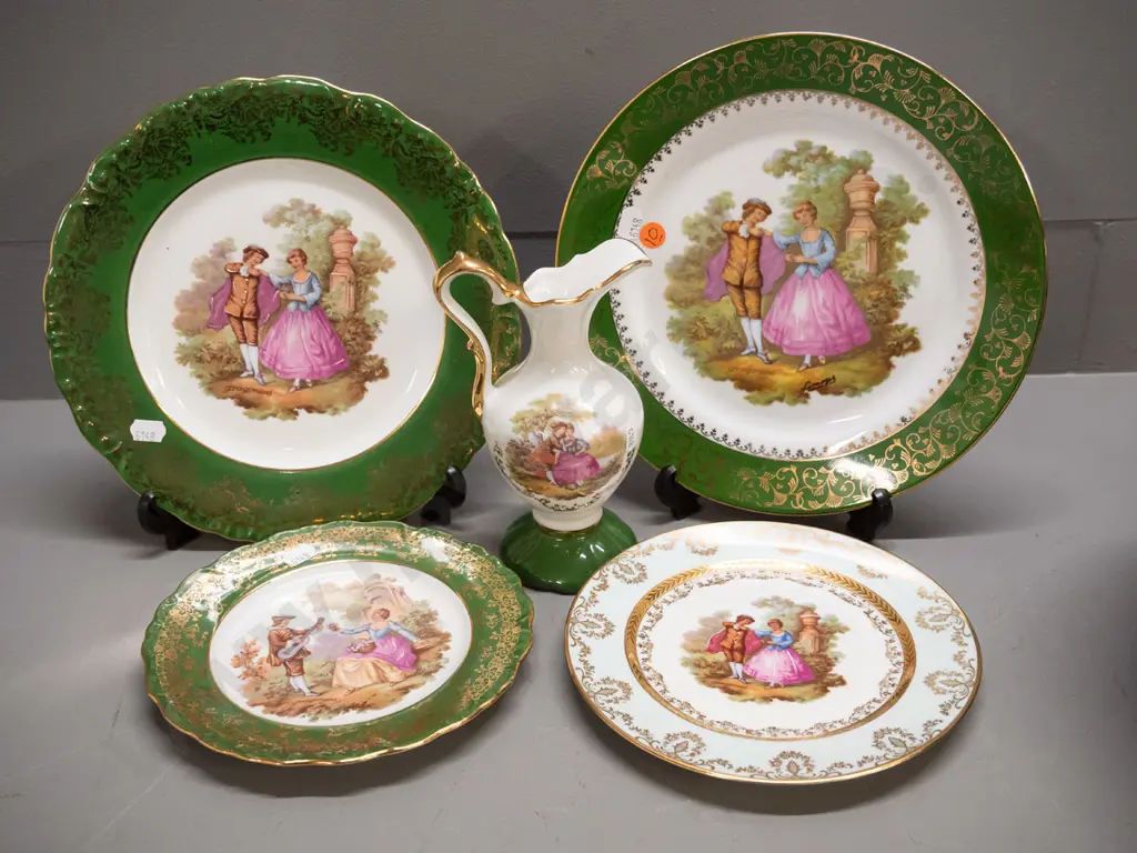 Limoges items - 4 display plates and a jug vase H-170. Larger plates are D-255 Image 1++