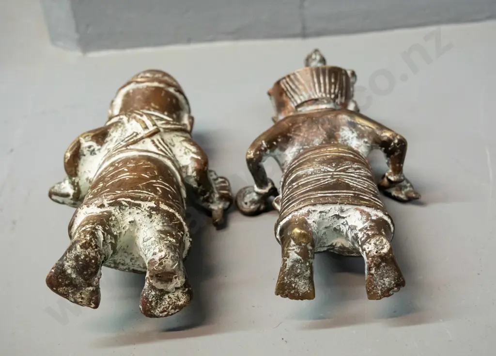 two cast brass tribal style figurines - taller is H-215 Image 1++