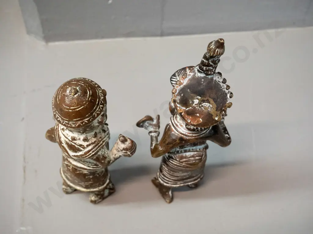 two cast brass tribal style figurines - taller is H-215 Image 1++